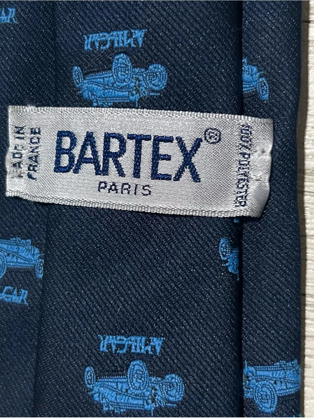 Bartex Paris Men's Navy Blue Tie with Light Amlicar Motif